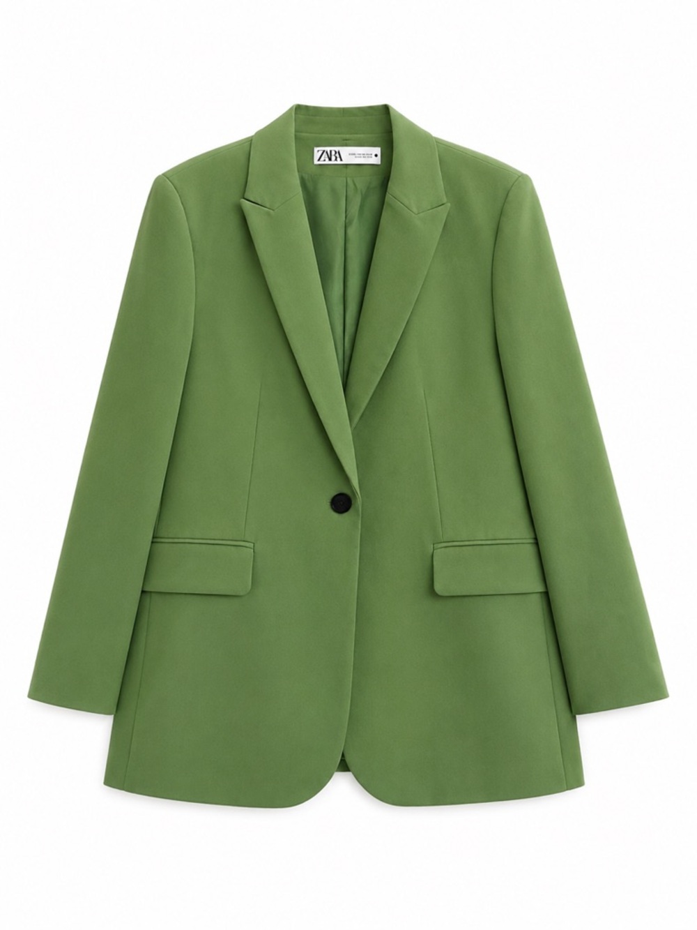 Zara Green Tailored Blazer One Button Jacket Size XXL